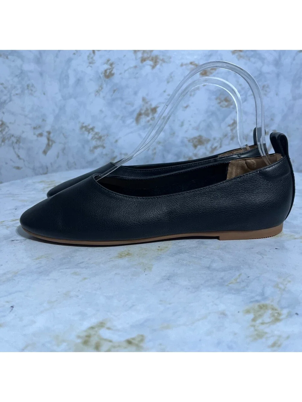 Quince Women's Size 5.5 Shoes Black Leather Slip On Comfort Ballet Career Flats